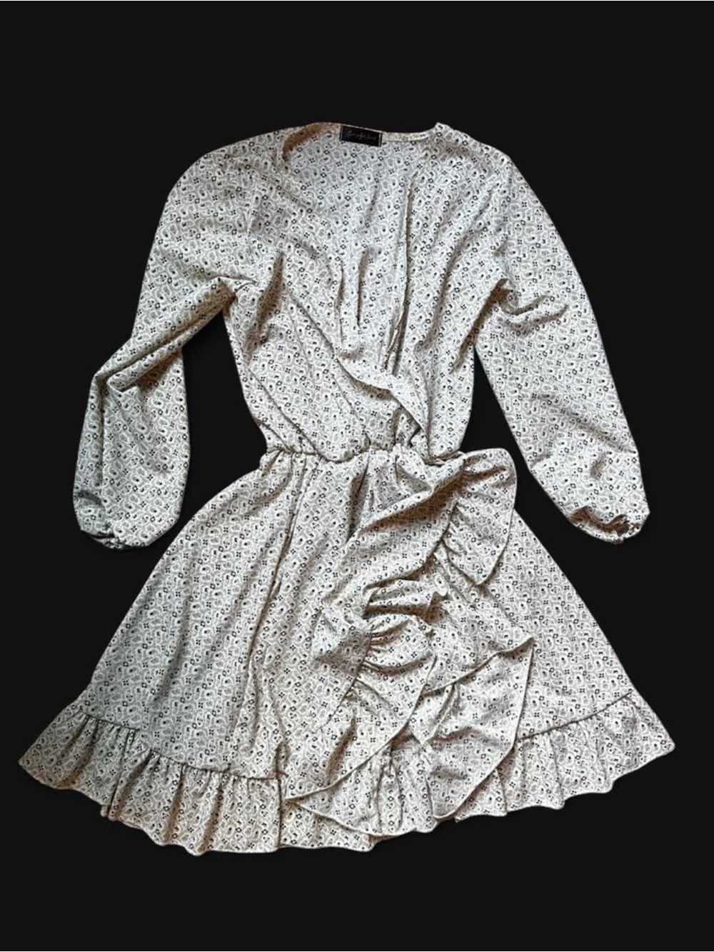 Light Floral Ruffle Long Sleeve Dress